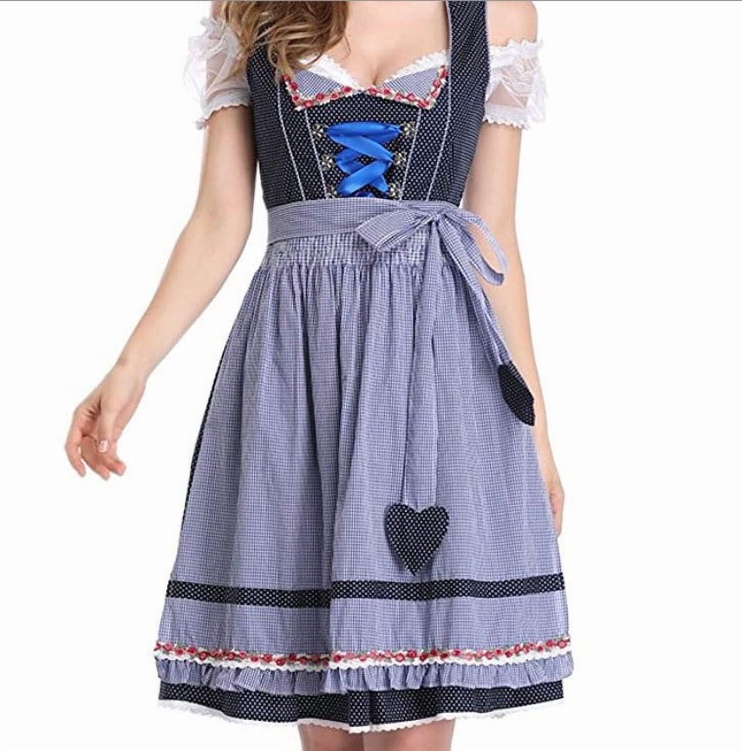 Meichang Bavarian Dress Womens Dirndl Lace Up Traditional German Costume for Oktoberfest Carnival Festival Party