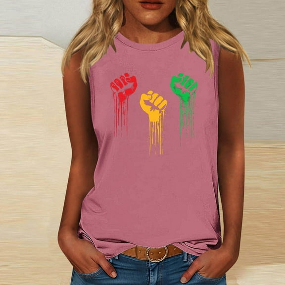 Meichang Black Tank Tops for Women Black History Sleeveless Shirts African Inspire Graphic Tanks Loose Fit Crew Neck Workout Tank Tops