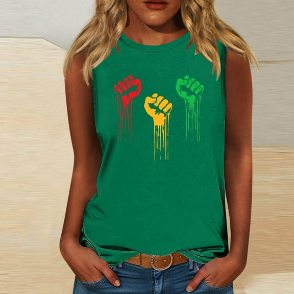 Meichang Black Tank Tops for Women Black History Sleeveless Shirts African Inspire Graphic Tanks Loose Fit Crew Neck Workout Tank Tops