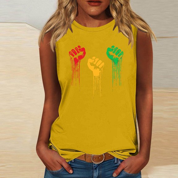Meichang Black Tank Tops for Women Black History Sleeveless Shirts African Inspire Graphic Tanks Loose Fit Crew Neck Workout Tank Tops