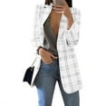 thumbnail image 1 of Meichang Blazer Jacket for Women Trendy Casual Lapel Plaid Print Suit Elegant Open Front Long Sleeve Cardigan Work Office Coat, 1 of 6