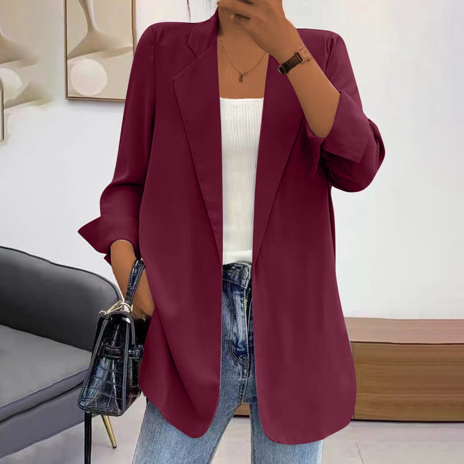 Women's Blazer Solid Color Classic Casual Long Sleeve Coat