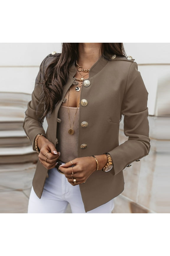 Blazer Jackets for Women Casual Open Front Single Breasted Cardigan Basic Solid Color Office Jacket Long Sleeve Coats