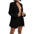 thumbnail image 1 of Meichang Blazer Shorts Set for Women Dressy Single Button Lapel Blazers Casual Short Business Solid Color 2 Pieces Outfits Fall, 1 of 6