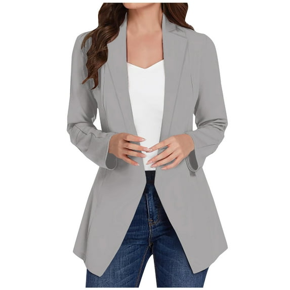 Meichang Blazers for Women Business Casual Lapel Long Sleeve Formal Suit Solid Lightweight Jacket Button Work Office Cardigan with Pockets