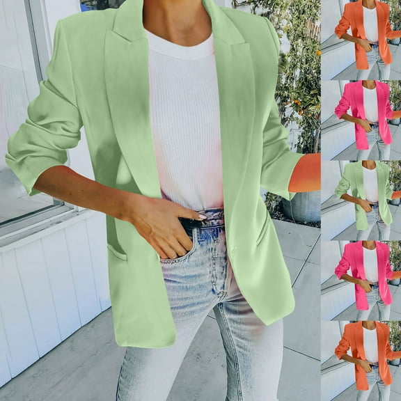 Meichang Blazers for Women Business Casual Long Sleeve Lapel Open Front Suit Jacket Work Office Blazer Lightweight Dressy Jackets