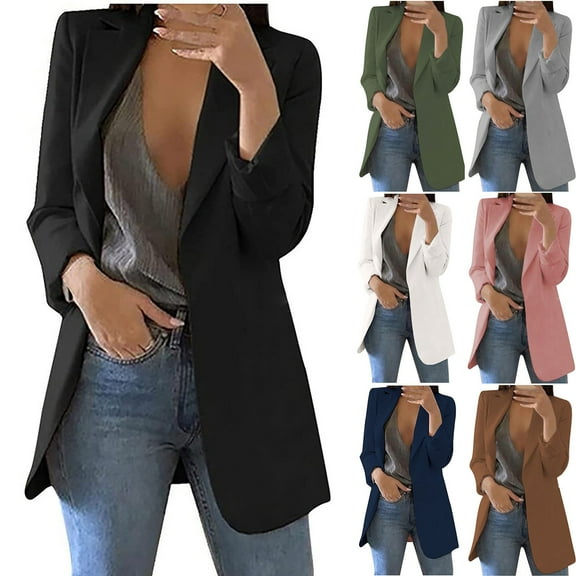 Meichang Blazers for Women Lightweight Long Sleeve Jacket Suit Notch Collar Business Work Blazer Dressy Casual Blazers for Women
