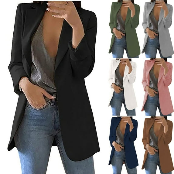Meichang Blazers for Women Lightweight Long Sleeve Jacket Suit Notch Collar Business Work Blazer Dressy Casual Blazers for Women