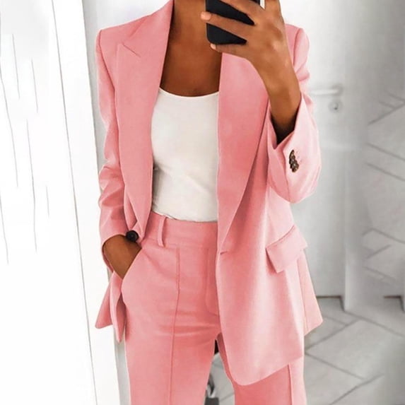 Meichang Blazers for Women Plus Size Casual Open Front Cardigan Lightweight Single Button Dressy Lapel Collar Solid Outwear Fall