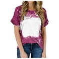 thumbnail image 1 of Meichang Bleached Sublimation Shirts for Women Short Sleeve Crew Neck T Shirts Summer Distressed Tops Trendy Print Loose Fit Work T-Shirts, 1 of 6