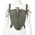 thumbnail image 1 of Meichang Bustier Tops for Women Lace Up Front Vest Bustier Solid Sleeveless Straps Crop Tank Tops Irregular Hem Renaissance Boned Corset, 1 of 4