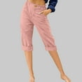 thumbnail image 1 of Meichang Capri Pants for Women Casual 2025 Summer Loose Fit Elastic Waist Straight Leg Cropped Pant Solid Casual Knee Length Pant with Pockets, 1 of 4