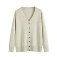 thumbnail image 1 of Meichang Cardigan Sweaters for Women Long Sleeve V-Neck Button Down Knit Cardigans Lightweight Fall Jackets Coat Solid Open Front Cardigan Sweater Beige XXXL, 1 of 6