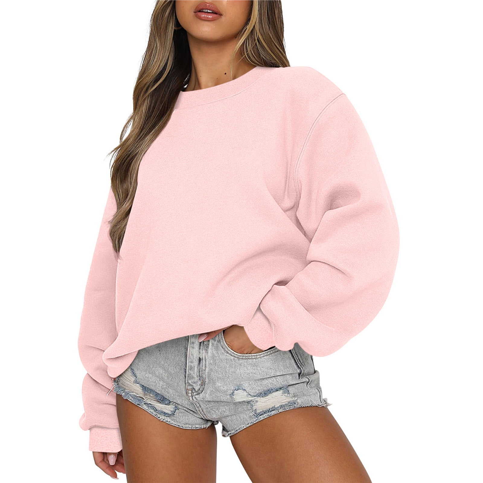 Women Pink Premium Fleece Oversized Sweatshirt With Joggers