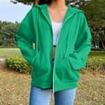 thumbnail image 1 of Meichang Casual Hoodies for Women Classy Solid Color Sweatshirt Casual Long Sleeves Drawstring Coat Full Zip Up Tops with Pockets, 1 of 6