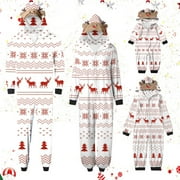 Meichang Christmas Pajamas for family Cute Reindeer Hooded Matching Pajamas Xmas Graphic Holiday One Piece Onesie Pajamas Set