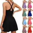 thumbnail image 1 of Meichang Athletic Dresses for Women with Built in Shorts Solid Backless Golf Tennis Dresses Scoop Neck Sleeveless Side Slit Rompers Mini Dresses Black L, 1 of 8