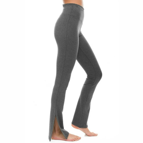 Meichang Flare Yoga Leggings Women Plus Size High Elastic Waisted Workout Yoga Pants Solid Side Slit Sport Cropped Trousers Running Yoga Gym Lounge Bootcut Tight Pants