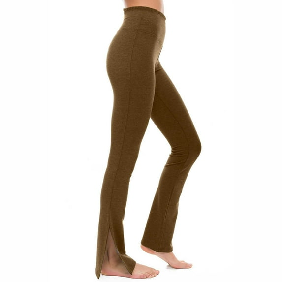 Meichang Flare Yoga Leggings Women Plus Size High Elastic Waisted Workout Yoga Pants Solid Side Slit Sport Cropped Trousers Running Yoga Gym Lounge Bootcut Tight Pants