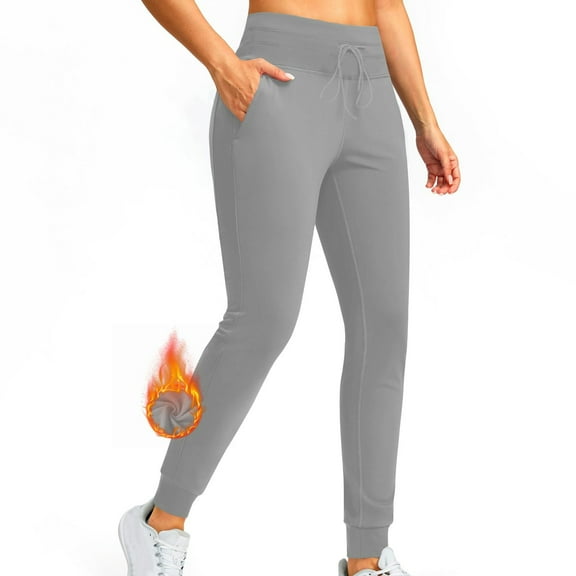 Meichang Fleece Lined Joggers for Women Plus Size High Waisted Thermal Winter Sweatpants with Pockets Running Sport Workout Yoga Pants