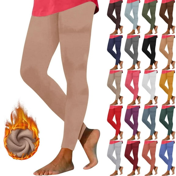 Meichang Fleece Lined Leggings Women High Waist Tummy Control Yoga Pant Workout Gym Stretchy Tights Soft Slim Fit Winter Warm Leggings