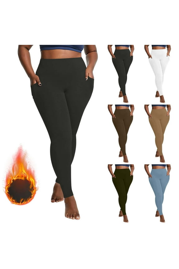 Fleece Lined Leggings Women Plus Size Tummy Control High Waisted Workout Leggings Winter Warm Soft Yoga Pants