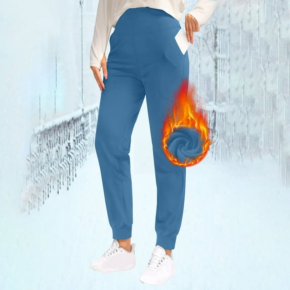 Meichang Fleece Lined Sweatpants Women Plus Size Winter Warm Sherpa Lined Athletic Joggers Pants Stretchy High Waist Running Gym Yoga Pants with Pockets
