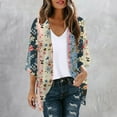 thumbnail image 1 of Meichang Floral Kimono Cardigans for Women Dressy Casual Chiffon Coverups 3/4 Sleeve Open Front Cardigans Summer Beach Wear Loose Cardigans for Swimwear Multicolor L, 1 of 4