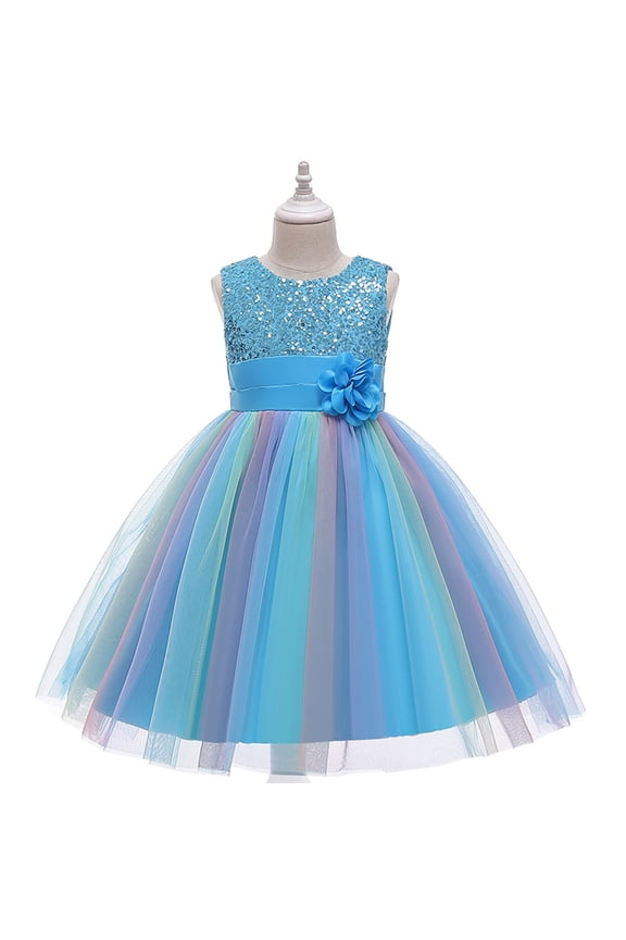 Meichang Flower Girl Dresses for Wedding Glitter Sequin Sleeveless Zip Up Back Bow Dress formal Evening Party Tulle Dress Toddler Girl Prom Princess Dresses