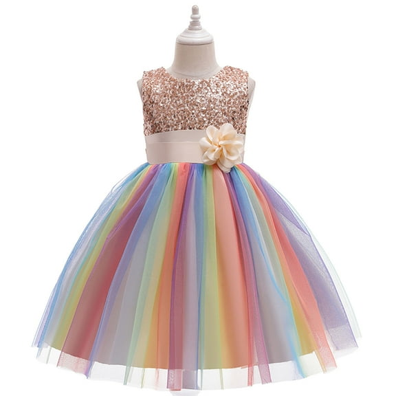 Meichang Flower Girl Dresses for Wedding Glitter Sequin Sleeveless Zip Up Back Bow Dress formal Evening Party Tulle Dress Toddler Girl Prom Princess Dresses