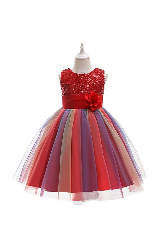 Flower Girl Dresses for Wedding Glitter Sequin Sleeveless Zip Up Back Bow Dress formal Evening Party Tulle Dress Toddler Girl Prom Princess Dresses