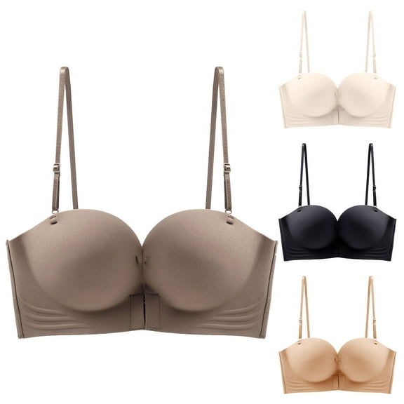 Meichang Front Closure Bras for Women Wireless Seamless Bralette Comfortable Push Up T-Shirt Bras Full Coverage Breathable Adjustable Bralettes
