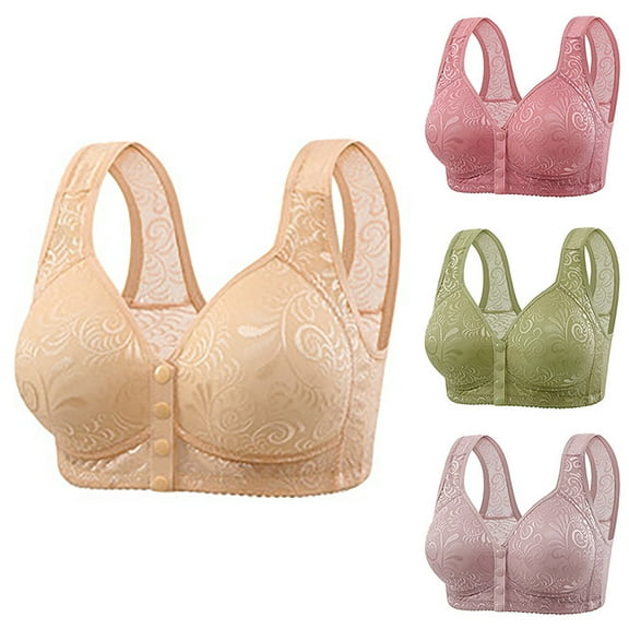 Meichang Front Snap Bras for Senior Women Bra, Daisy Bras for Older Women, Front Clasp Bras for Women, Full Coverage No Underwire Front Clasp Bra for Women