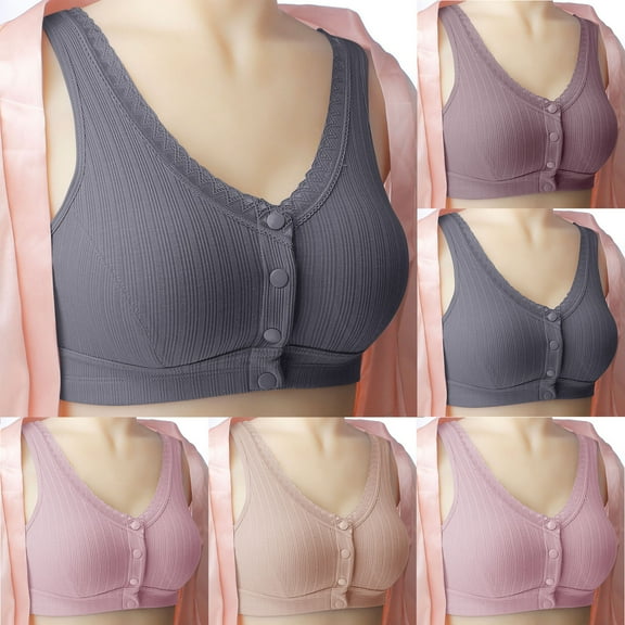 Meichang Front Snap Bras for Women Plus Size Wireless Bralettes Full Coverage Push Up Everyday Bras Comfortable Breathable Front Closure Bra