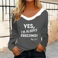 thumbnail image 1 of Meichang Funny Christmas Shirts Women Letter Print Faux Fur Trim V Neck Tops Long Sleeve Loose Fit Holiday Blouses, 1 of 4