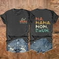 thumbnail image 1 of Meichang Girl Mama Ma Mama Mom Bruh Shirts for Women Double-Sided Letter Graphic T Shirts Short Sleeve Crewneck Casual Summer Tops Mother's Day Tshirts Dark Gray S, 1 of 3