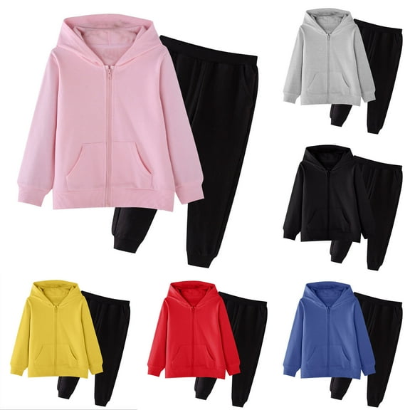 Meichang Girls 2 Piece Outfit Sweatsuits Set Kids Long Sleeve Hoodies and Sweatpants Tracksuits Set for Girls 2-15 Years