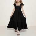 thumbnail image 1 of Meichang Girls' Dresses Ruffle Flutter Sleeve Square Neck Summer Maxi Dresses Casual Tie Back A-Line Ruffle Tiered Dresses Kids Swing Princess Dress, 1 of 8