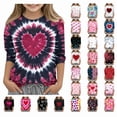 thumbnail image 1 of Meichang Girls Valentine's Day Shirts Heart Print Tops 3/4 Sleeve Crew Neck Romantic Tees Cute Tie Dye Print T-Shirts, 1 of 6