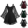 thumbnail image 1 of Meichang Gothic Dress for Women Vintage Cold Shoulder Lace Patchwork Long Sleeve Medieval Dresses Plus Size Goth Dresses, 1 of 7