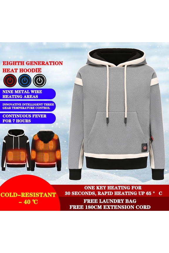 Heated Hoodies for Men Women Heated Hoodie for Men Women 9 Heating Zones Heated Pullover USB Charging Electric Body Warmer Heated Coat with Pocket