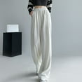 thumbnail image 1 of Meichang High Waisted Wide Leg Pants Solid Sweatpants Elastic Waisted Loose Fit Casual Joggers Pants Straight Leg Cropped Trousers Sweater Pants with Pockets Beige XL, 1 of 9