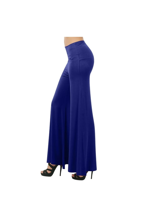 High Waisted Wide Leg Pants for Women Plus Size Tummy Control Loose Fit Casual Yoga Palazzo Pants Solid Workout Out Cropped Pants Bootleg Trousers Yoga Gym Flare Pants