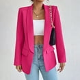 thumbnail image 1 of Meichang Hot Pink Blazer for Women Fashion Casual Lapel Solid Coat Slim Long Sleeve Cardigan Open Front Jacket Work Office Suit, 1 of 9