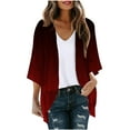thumbnail image 1 of Meichang Kimono Cardigans for Women Summer 3/4 Sleeve Gradient Sheer Chiffon Cardigans Lightweight Casual Loose Beach Wear Summer Tops Wine M, 1 of 4