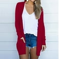 thumbnail image 1 of Meichang Kimonos for Women, Light Weight Cardigan Women Summer Solid Long Sleeve Cardigans Loose Fit Open Front Cardigan Sweaters with Pockets Duster for Women Red S, 1 of 5