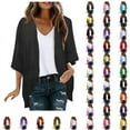 thumbnail image 1 of Meichang Light Weight Cardigan Women Summer Solid Puff Sleeve Chiffon Kimono Sheer Cardigans Lightweight Casual Open Front Cover Ups Tops Purple XXL, 1 of 6