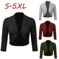 thumbnail image 1 of Meichang Light Weight Cardigan for Women 3/4 Sleeve Open Front Bolero Shrug Cropped Cardigan Plus Size, 1 of 4