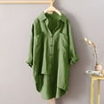 thumbnail image 1 of Meichang Linen Button Down Shirts for Women Plus Size Collar Long Sleeve Roll-Up Tops Basic Solid Loose Fit High Low Shirts Dressy Casual Work Tops with Pockets Army Green M, 1 of 3