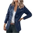 thumbnail image 1 of Meichang Long Sleeve Blazer for Women Leather Lapel Open Front Blazer Lightweight Single Breasted Overcoat Solid Color Outwear, 1 of 8
